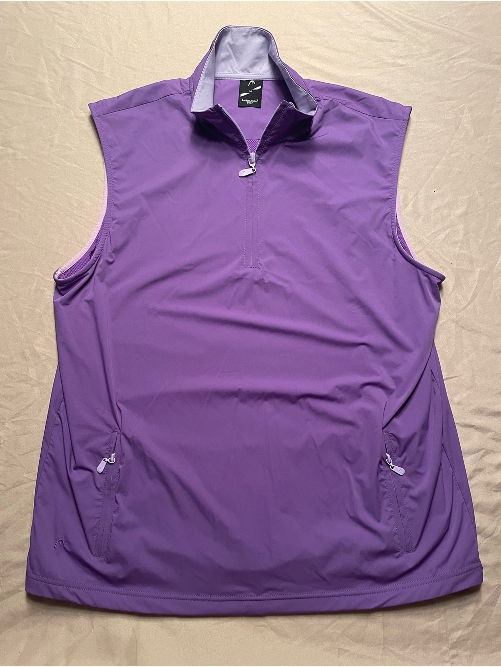 HEAD Golf Women’s Pullover Quarter Zip Jacket Vest Purple Water Resistant Sz Med